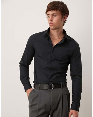ASOS Formal Easy Iron Skinny Poplin Regular Shirt - Black