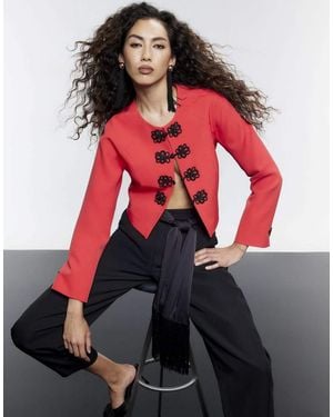 River Island Mandarin Trim Jacket - Red