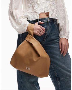 Bimba Y Lola – mittelgroße paperbag-tasche aus leder - Blau