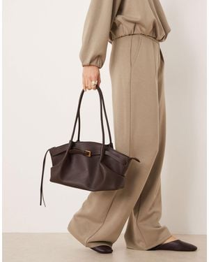 Gina Tricot Small Fold Detail Tote Bag - Natural