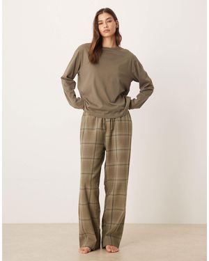 Mango 100% Cotton Flannel Pajama Set - Natural