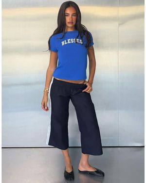Tiger Mist X Jessica Bader 'blessed' Graphic Fitted Baby Tee - Blue