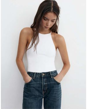 Pull&Bear Halter Strappy Bodysuit - White