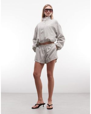 CERNUCCI Shorts De Sarga A Cuadros De Conjunto-Blanco - Gris