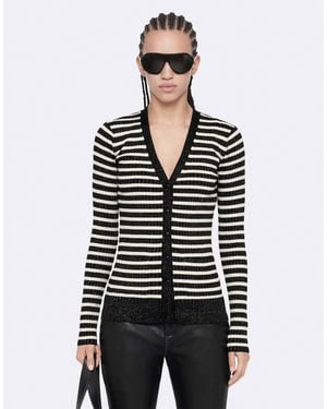 AllSaints Gilet à rayures kay noir/blanc craie