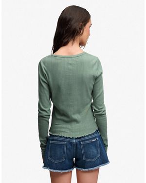 Superdry – athletic – basic-strickjacke aus pointelle - Blau