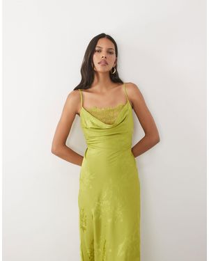 New Look Jacquard Lace Strappy Midi Dress - Green