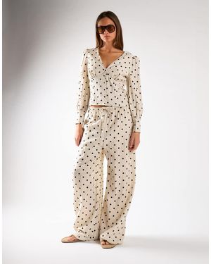 NARRATED Wide-Leg Trousers - Natural