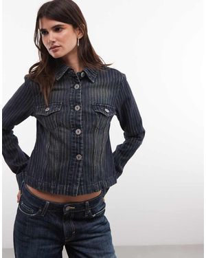 Abrand Jeans Off The Shoulder Slouchy Tee With Angel Wing Print - Blue