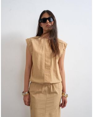 TOPSHOP – gerade geschnittenes utility-maxikleid - Natur