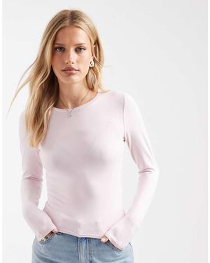 Hollister Long Sleeve Seamless Crew Neck Top - Pink