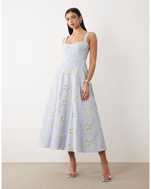 Bardot Adaline Broderie Midi Dress in White | Lyst