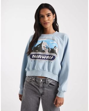 Daisy Street Norway Printed Graphic Sweatshirt - Blue