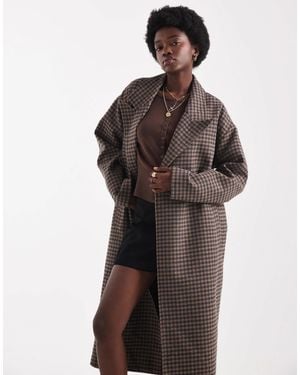 Native Youth Oversized Longline Wool Blend Overcoat - Brown