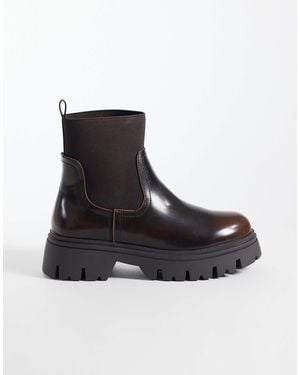 SEQWL Wide Fit Twirl Chunky Chelsea Boots - Black