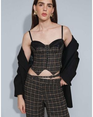 AFRM Aura Wool Mix Lace Detail Hook And Eye Corset Top Co-ord - Black