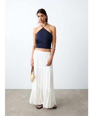 Mango Teen Tiered Maxi Skirt - White