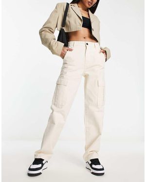 Stradivarius Straight Leg Cargo Trousers - White