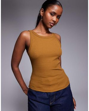 River Island Ribbed Strappy Tank Top - Blue