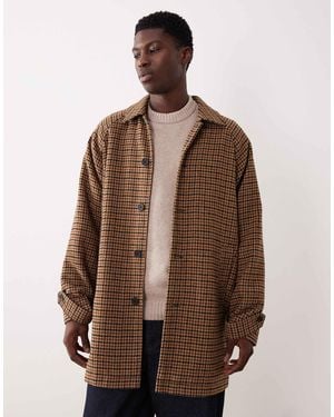 ASOS Check Wool Look Carcoat - Natural