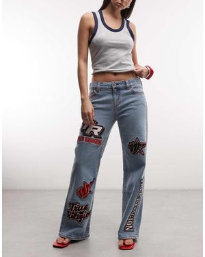 TRUE RELIGION Vaqueros Azules Holgados Con Lavado Claro Y Aplicación De Estilo Motociclista Bobbi