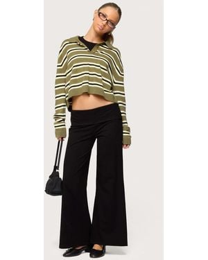 Edikted Petite Wide Leg Fold Over Trousers - Black