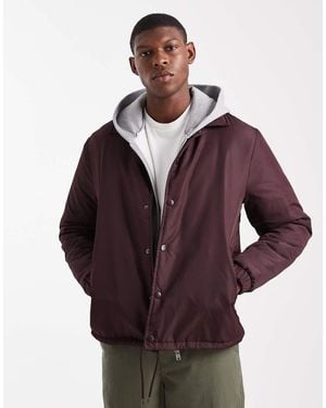 Brave Soul Padded Button-down Short Jacket - Purple