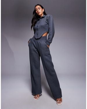 Wanderdoll Hattie - pantalon d'ensemble ample et ajusté à plis nervurés en coton mélangé - anthracite - Bleu
