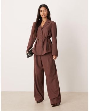 Y.A.S Wide Leg Tailo Trouser Co-ord - Brown