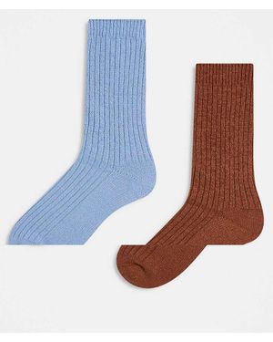 Cotton On Confezione Da 2 Paia Di Calzini Blu E Quercia