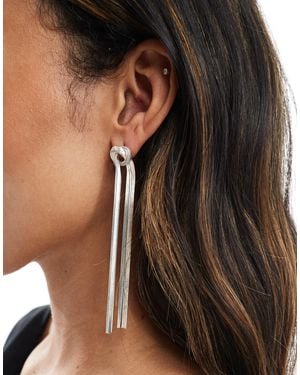 Accessorize Slinky Knot Long Drop Earrings - Brown