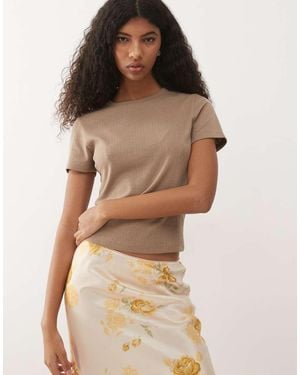 Collusion Pointelle Fitted Baby Tee - Natural