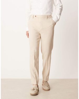ASOS Smart Tapered Fit Trousers With Wool - Natural