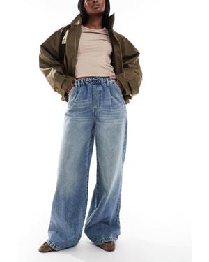 ASOS Wide Leg Jeans With Tie Waist Detail - Blue