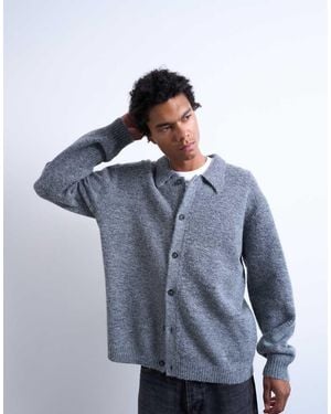 TOPMAN Oversized Fit Button Through Cardigan - Blue