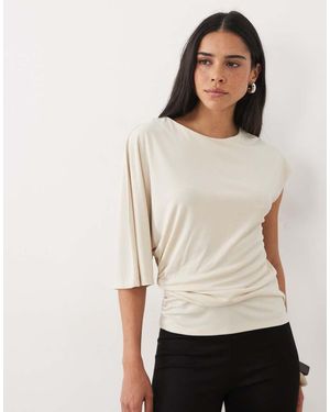 ASOS Modal Top Met Blote Schouder En Plooien - Naturel