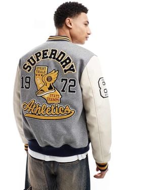 Superdry University Patched Bomber Jacket - Grey