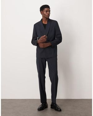 ASOS Straight Leg Pinstripe Suit Trousers - Blue