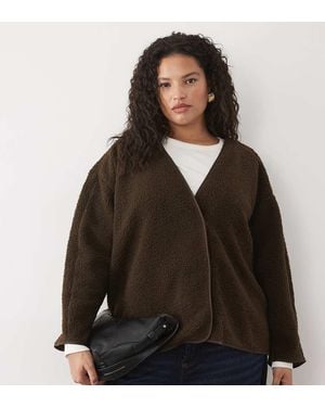 Vila Curve Giacca Teddy Con Scollo A V Cioccolato - Marrone