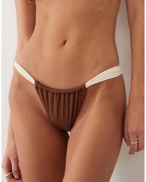 Rhythm Rib Soft Strap Itsy Bikini Bottoms - Brown