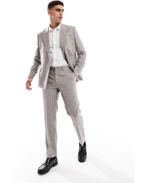 River Island Slim Linen Suit Trousers - White
