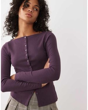 New Look Boat Neck Cardigan - Purple