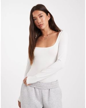 Miss Selfridge Body à encolure dégagée - crème - Blanc