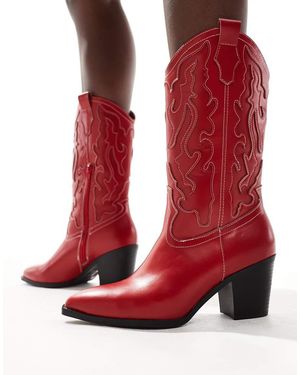 New Look Botas Rojas De Estilo Wéstern De - Rojo