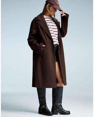 Bershka Lange Zachte Jas - Bruin