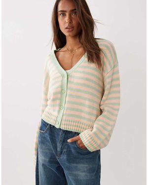 ASOS Knitted V Neck Cardigan - Natural