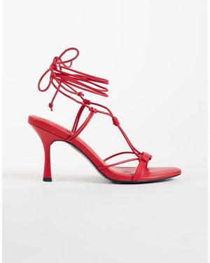ASOS Sandalen mit absatz, geknoteten riemchen und schnürung am bein - Pink