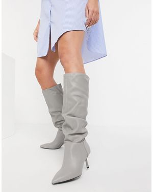 Stradivarius High Leg Slouchy Boot - Grey