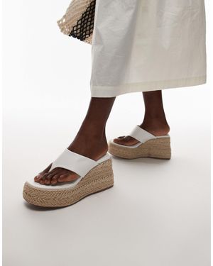 TOPSHOP Heidi Toe Thong Espadrille Wedges - White