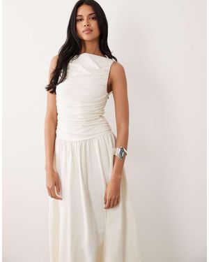 ASOS Ruched Bodice Midi Dress - Pink